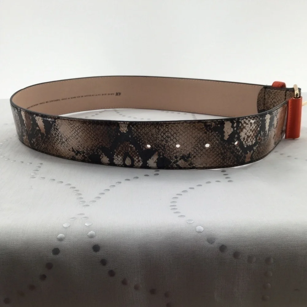 H&M  faux python Snakeskin Orange gold buckle Belt